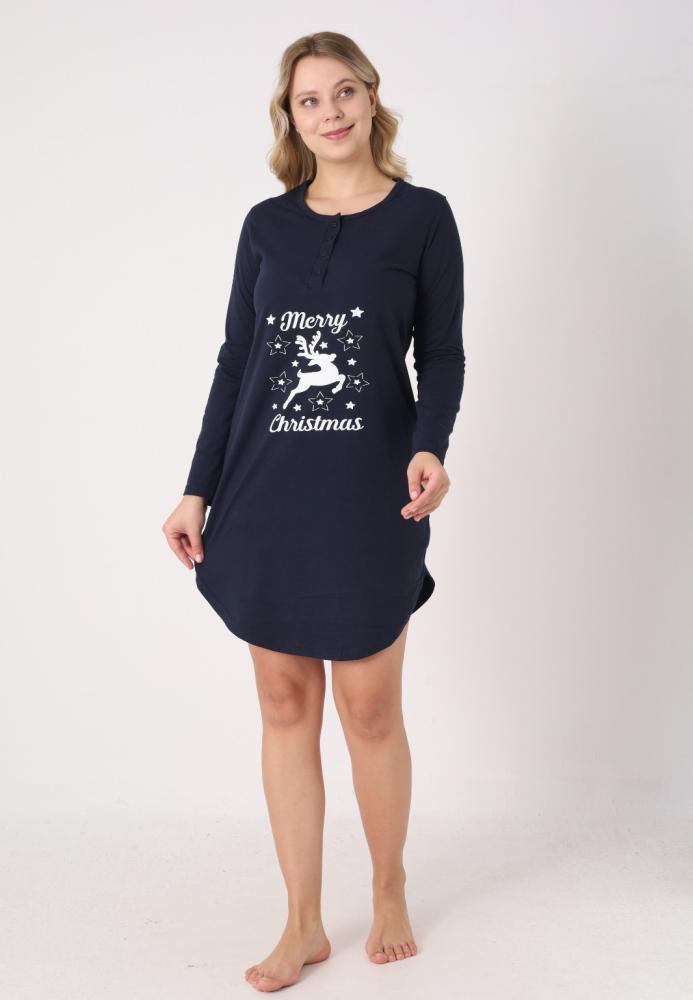 Camasa de noapte Craciun,Imprimeu Ren,En-gros